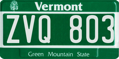 VT license plate ZVQ803