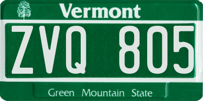 VT license plate ZVQ805