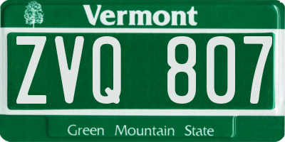 VT license plate ZVQ807