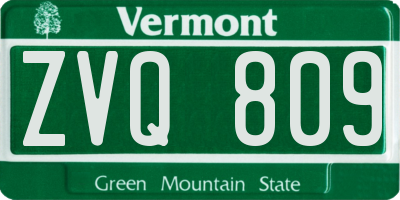 VT license plate ZVQ809