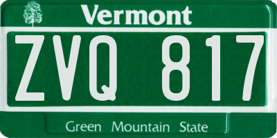 VT license plate ZVQ817