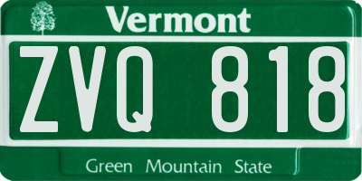 VT license plate ZVQ818