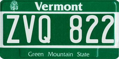VT license plate ZVQ822