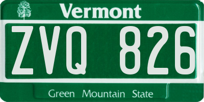 VT license plate ZVQ826