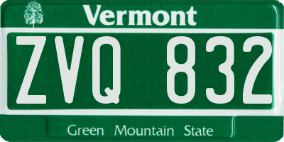 VT license plate ZVQ832