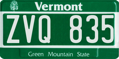 VT license plate ZVQ835