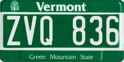 VT license plate ZVQ836