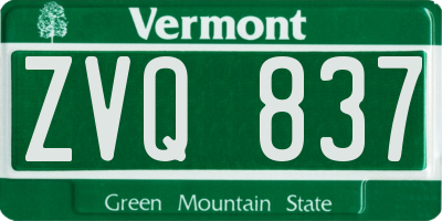 VT license plate ZVQ837