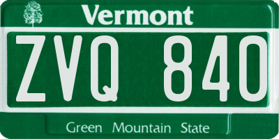 VT license plate ZVQ840