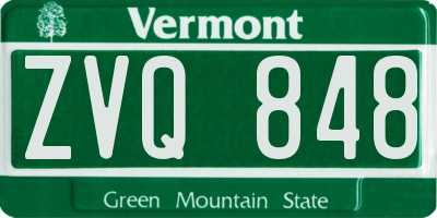 VT license plate ZVQ848