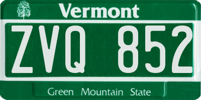 VT license plate ZVQ852