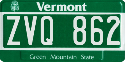 VT license plate ZVQ862