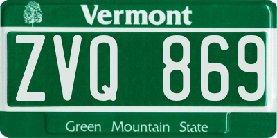 VT license plate ZVQ869