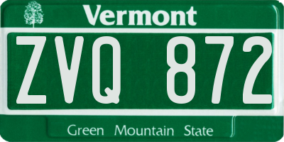 VT license plate ZVQ872
