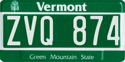 VT license plate ZVQ874