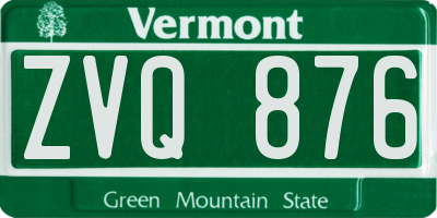 VT license plate ZVQ876