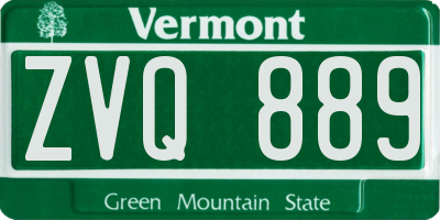 VT license plate ZVQ889