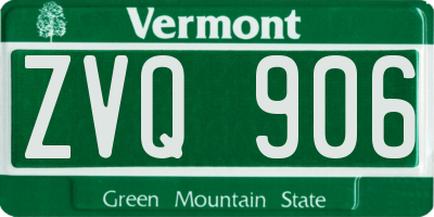 VT license plate ZVQ906