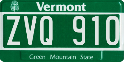 VT license plate ZVQ910