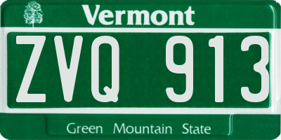 VT license plate ZVQ913
