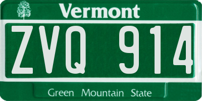 VT license plate ZVQ914
