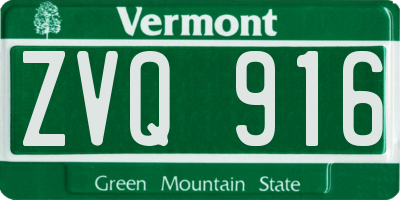 VT license plate ZVQ916
