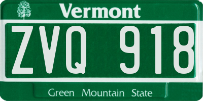 VT license plate ZVQ918
