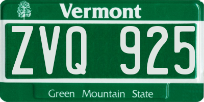 VT license plate ZVQ925
