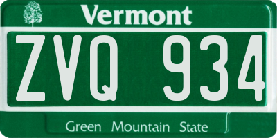 VT license plate ZVQ934