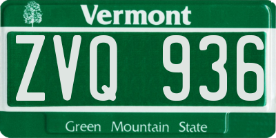 VT license plate ZVQ936