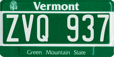 VT license plate ZVQ937