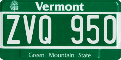 VT license plate ZVQ950
