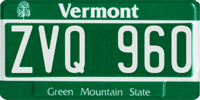 VT license plate ZVQ960