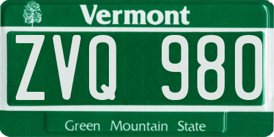 VT license plate ZVQ980