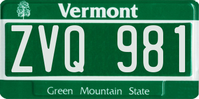 VT license plate ZVQ981