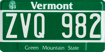 VT license plate ZVQ982