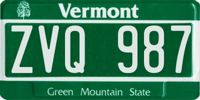 VT license plate ZVQ987