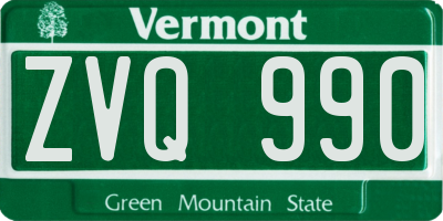 VT license plate ZVQ990