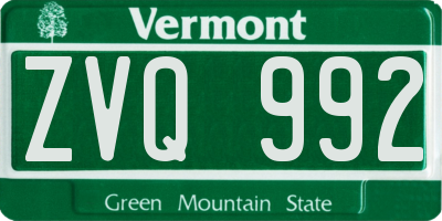 VT license plate ZVQ992