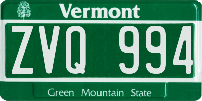 VT license plate ZVQ994