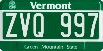 VT license plate ZVQ997