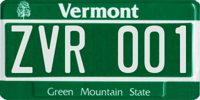 VT license plate ZVR001