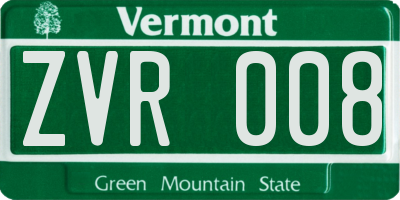 VT license plate ZVR008