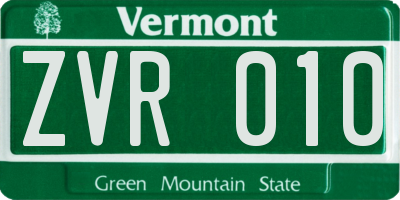 VT license plate ZVR010