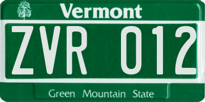 VT license plate ZVR012