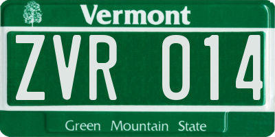 VT license plate ZVR014