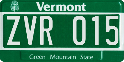 VT license plate ZVR015