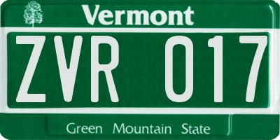 VT license plate ZVR017