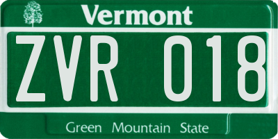 VT license plate ZVR018