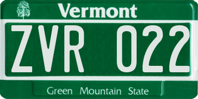 VT license plate ZVR022